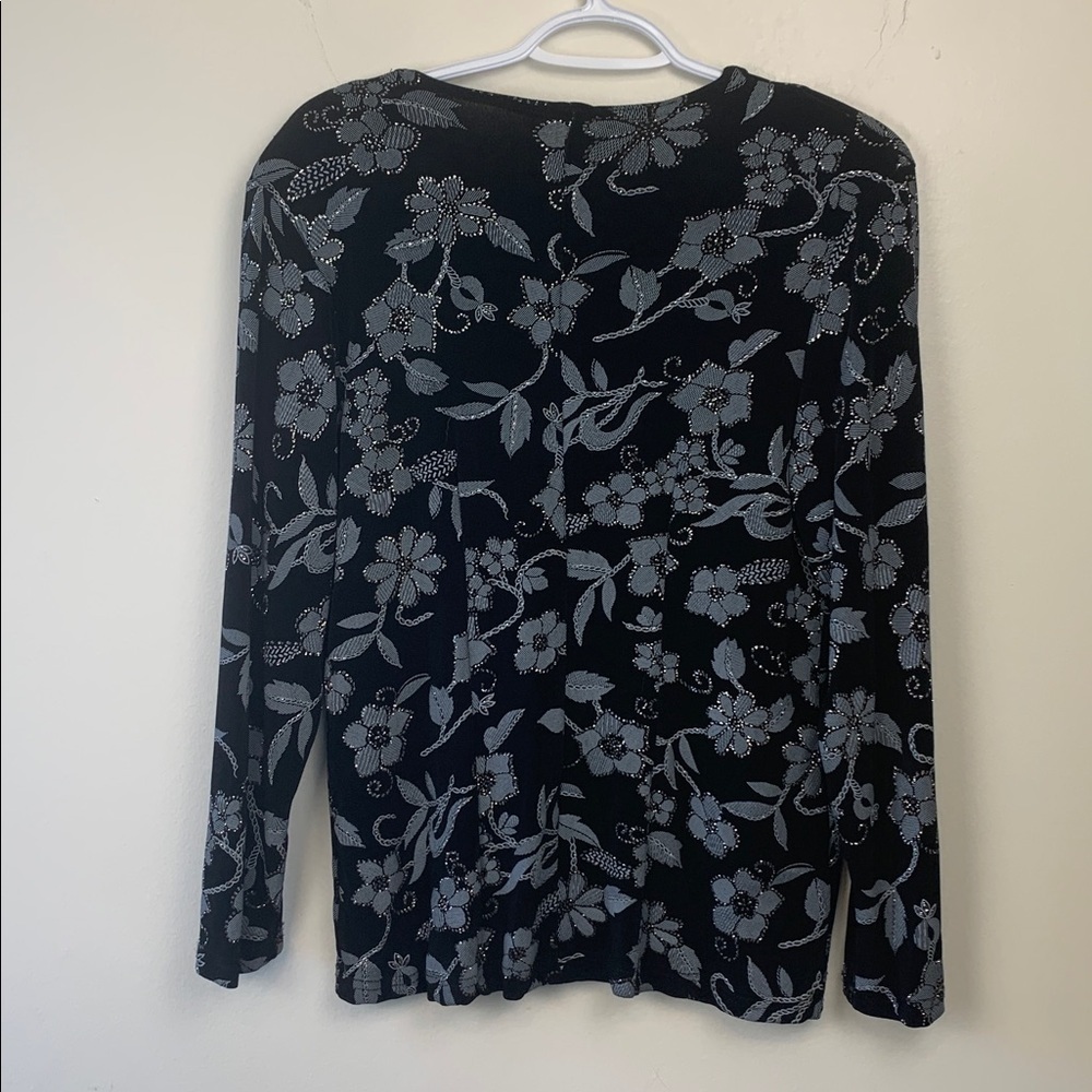 Black w Blue Grey Embellishments and Sparkles Long Sleeve Formal Jacket - Picture 4 of 14